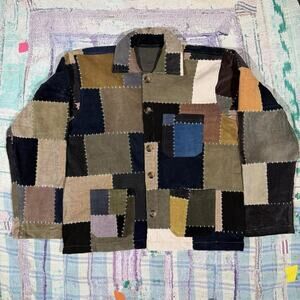 Custom patchwork corduroy jacket handmade sashiko sz medium
